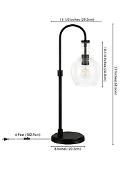 Hudson & Canal Verona 27" Tall Arc Table Lamp with Glass Shade
