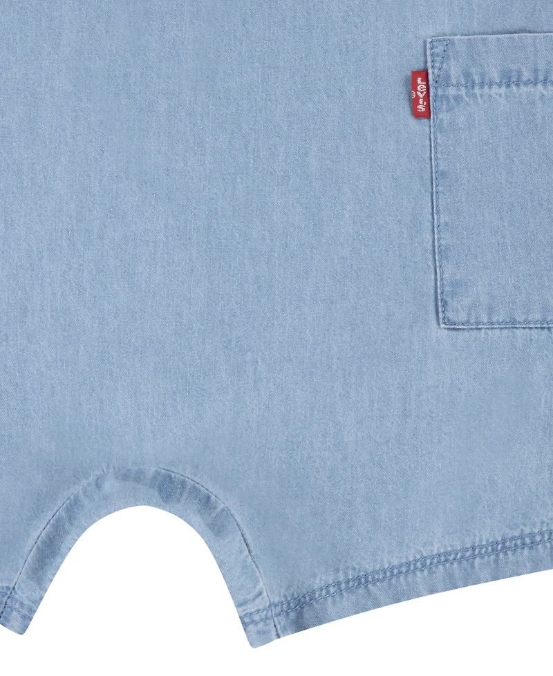 Levi's Baby Boys Denim Romper and Bucket Hat Set