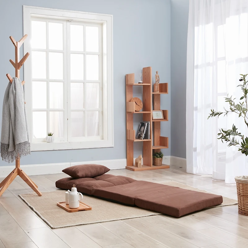 Simplie Fun Triple Fold Down Sofa Bedble Floor Couch Sofa With One Pillow, 5 Reclining Position