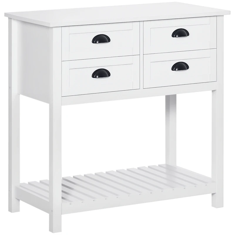 Homcom Modern Kitchen Sideboard Buffet Cabinet Serving Console Table w/ Drawers, White