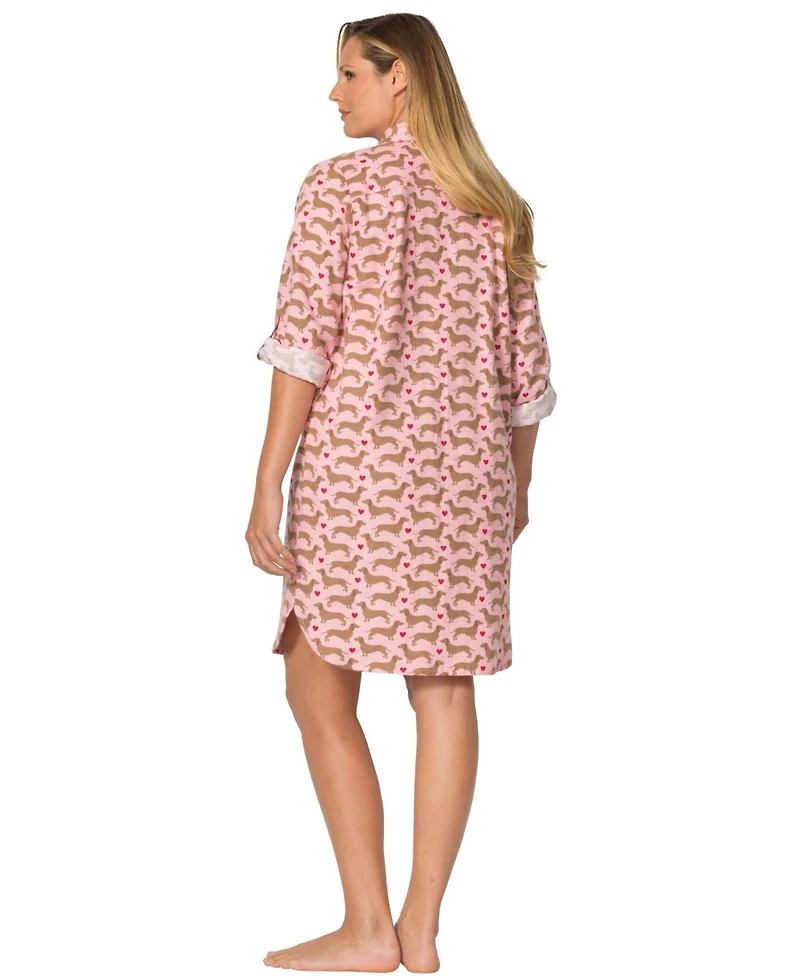 Dreams & Co. Plus Plaid Flannel Button-Front Sleepshirt