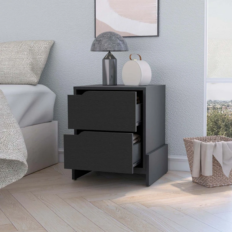 Streamdale Ralston 2-Drawer Nightstand In Black
