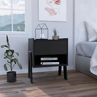 Streamdale Joy Nightstand, Four Legs, One Open Shelf, Drawer - Light Gray