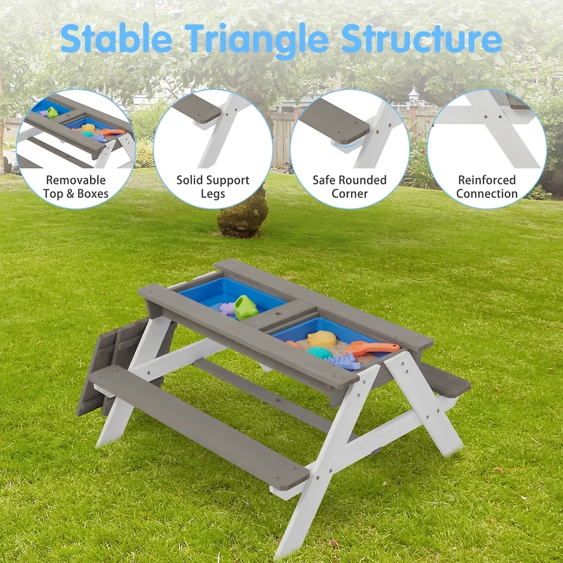 Streamdale Convertible Kids Outdoor Picnic Table with Umbrella