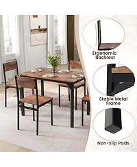 5 Piece Dining Table Set Industrial Style Kitchen Table & Chairs for 4
