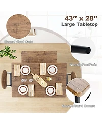 4 Piece Dining Table Set with Bench & 2 Faux Leather Upholstered Chairs for Kitchen