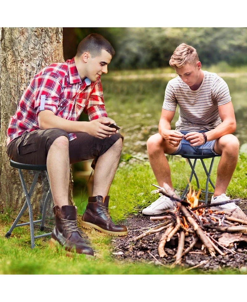 1 Pcs 18"H Folding Stool Portable & Foldable Camping Chair with Built-in Handle
