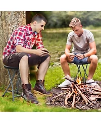 1 Pcs 18"H Folding Stool Portable & Foldable Camping Chair with Built-in Handle