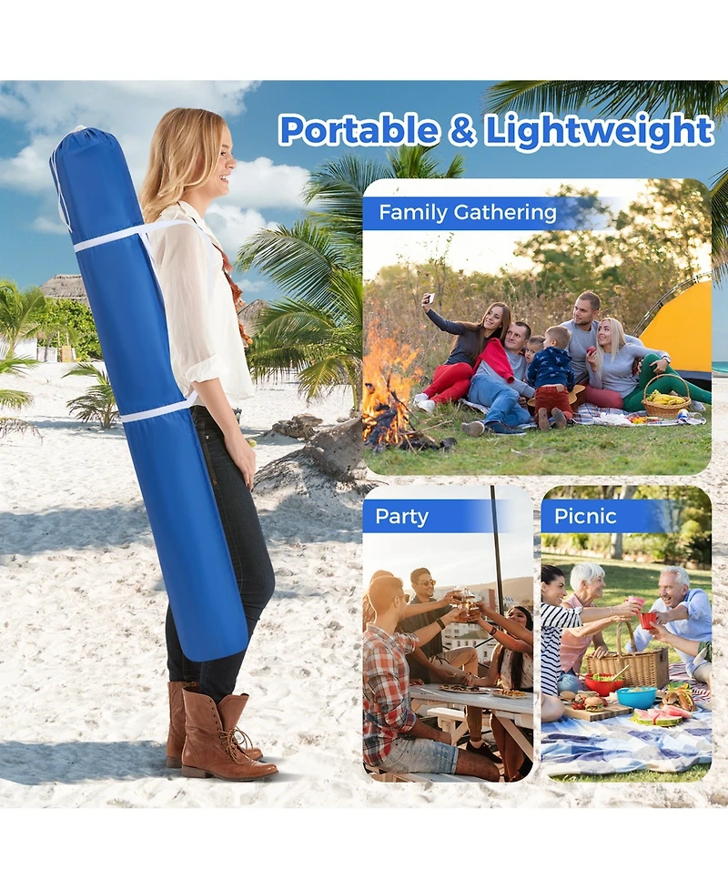 Costway Upf 50+ Beach Tent 6.6ft x 6.6ft Beach Cabana with Folding Table, 5 Sandbags