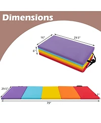 Costway 5-Panel Folding Gymnastics Thick Mat 6.6' x 2.5' Tumbling Mat for Kids