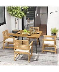 Costway 4-Person 42.5" Outdoor Dining Table with 1.9" Umbrella Hole, Adjustable Foot Pads