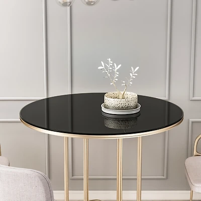 Streamdale Furniture 36 Inch Round Tempered Glass Table Top Black Glass 1/4" Thick Round Polished Edge