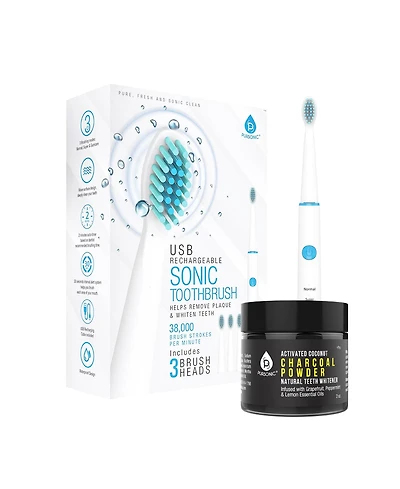 Usb Rechargeable Rotary Toothbrush + Freebie Activated Coconut Charcoal Powder Natural Teeth Whitener (2 oz)