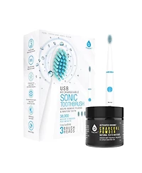 Usb Rechargeable Rotary Toothbrush + Freebie Activated Coconut Charcoal Powder Natural Teeth Whitener (2 oz)