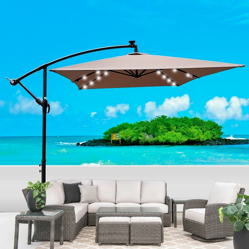 Solar Powered Led Patio Umbrella, 8 Ribs
