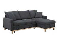 Streamdale Furniture Colton Dark Gray Woven Reversible Sleeper Sectional Sofa With Storage Chaise