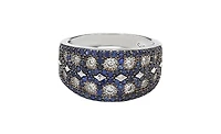 Suzy Levian Sterling Silver Cubic Zirconia Blue & White Mosaic Ring