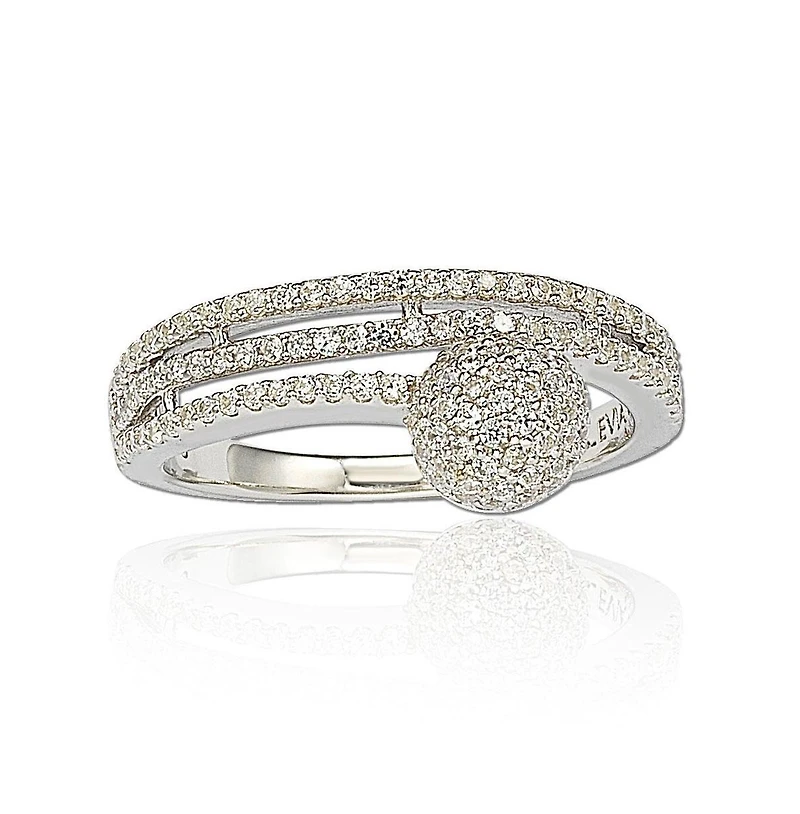 Suzy Levian New York Sterling Silver Cubic Zirconia Pave Ball Ring