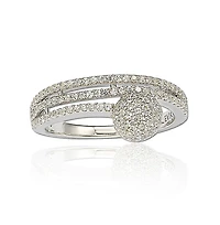 Suzy Levian New York Sterling Silver Cubic Zirconia Pave Ball Ring