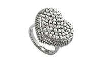 Suzy Levian New York Sterling Silver Cubic Zirconia Pave Heart Elevated Statement Ring