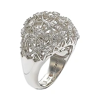 Suzy Levian Sterling Silver Cubic Zirconia Double Layer Open Web Ring