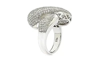 Suzy Levian Sterling Silver Cubic Zirconia Pave Puff "X" Ring