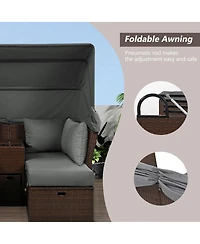 Streamdale Grey Outdoor Patio Sofa Set with Foldable Awning