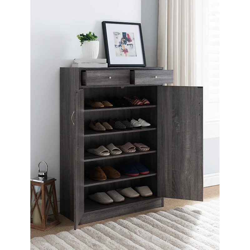 Streamdale Furniture Shoe Cabinet Distressed Grey
