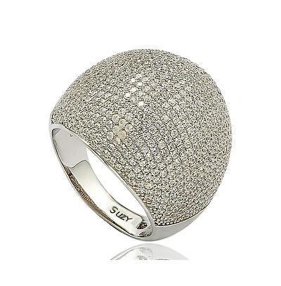 Suzy Levian Sterling Silver Cubic Zirconia Large Pave Dome Ring