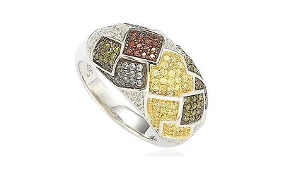 Suzy Levian Sterling Silver Cubic Zirconia Patched Exotic Ring