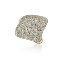 Suzy Levian Sterling Silver Cubic Zirconia Pave Diagonal Puff Ring