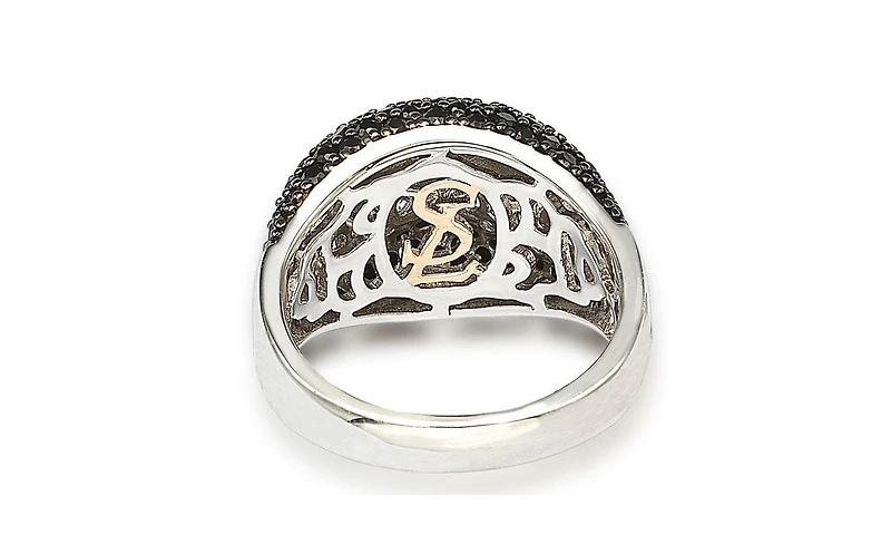 Suzy Levian Sterling Silver Cubic Zirconia Black and White Edge Ring