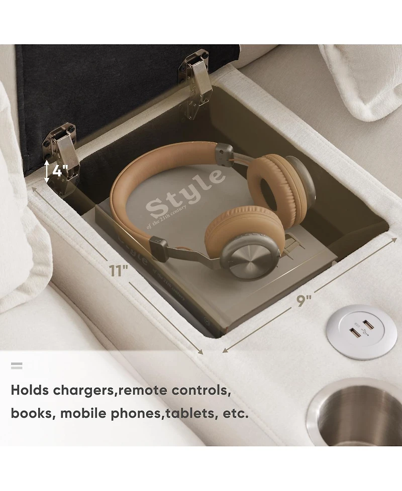 Streamdale Furniture 123" 6-Seat U-Shaped Sofa with Console, Cupholders, Usb Ports