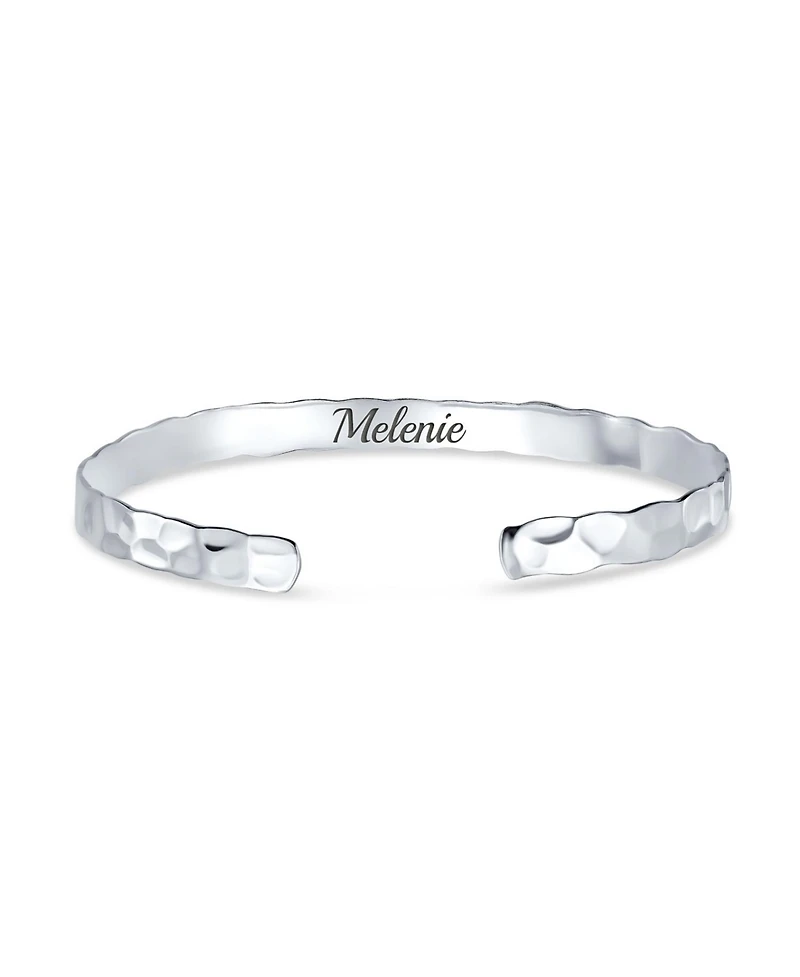 Bling Jewelry Medium Textured Honeycomb Stackable Hammered Bangle Cuff Matte Sterling Silver