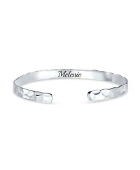 Bling Jewelry Medium Textured Honeycomb Stackable Hammered Bangle Cuff Matte Sterling Silver