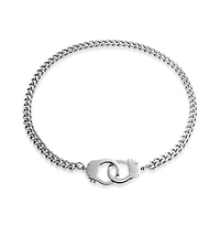 Bling Jewelry Biker Jewelry Large Statement Chain Handcuff Necklace Black Or Stainless Steel Pendant 20 Inch