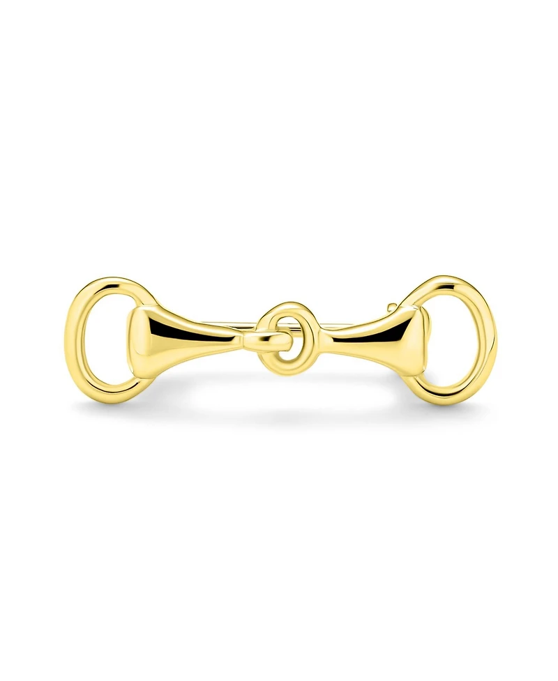 Bling Jewelry Equestrian Gift Double Bit Horse Snaffle Brooche Pin 14K Gold Plated Silver