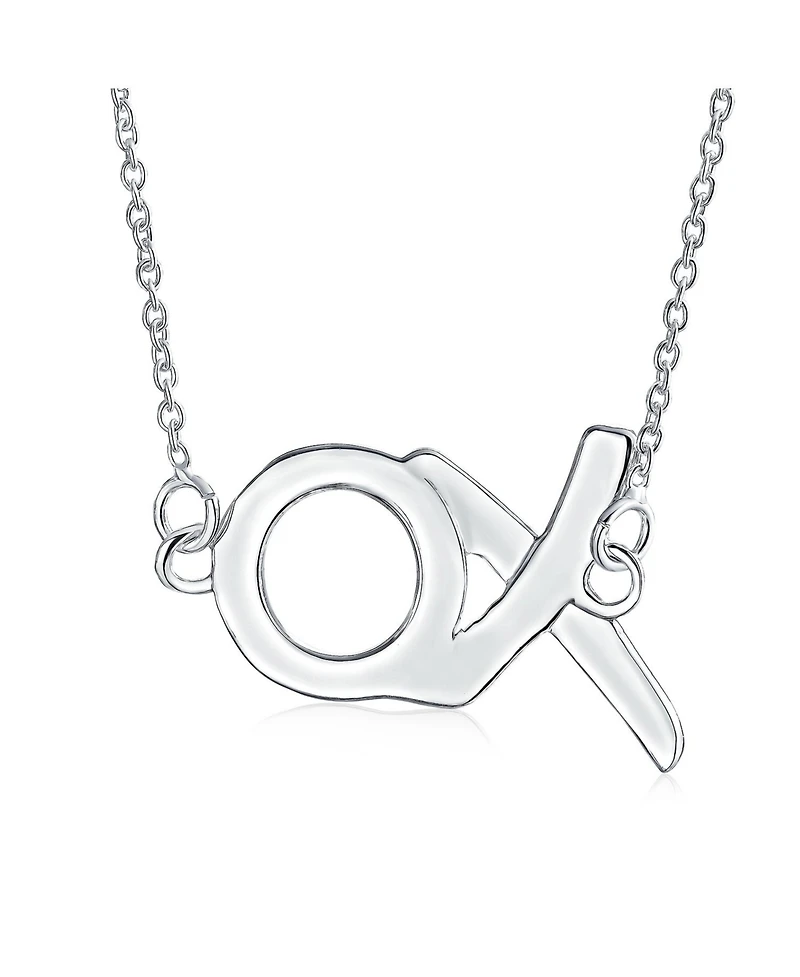 Bling Jewelry Minimalist Hugs And Kisses Xo Station Pendant Necklace Sterling Silver With Chain