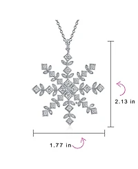 Bling Jewelry Cubic Zirconia Cz Holiday Party Winter Christmas Large Snowflake Pendant Necklace For Women Sterling Silver