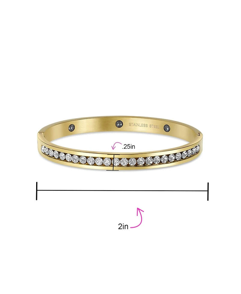 Bling Jewelry Channel Set White Cubic Zirconia Cz Stackable Bangle Bracelet Prom Stainless Steel