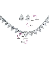 Bling Jewelry Classic Graduated Teardrop Aa Cz Statement Collar Tennis Necklace Stud Earrings Jewelry Set Prom Pageant