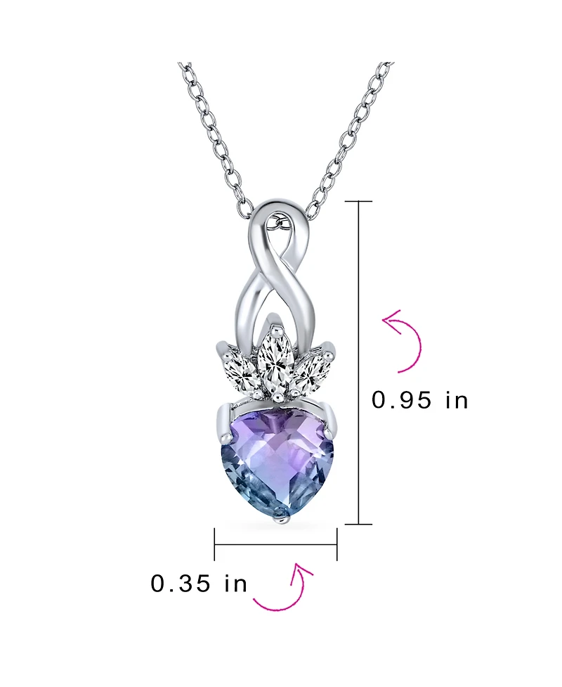 Bling Jewelry Mystic Rainbow Heart Shaped Cubic Zirconia Crown Infinity Pendant Necklace