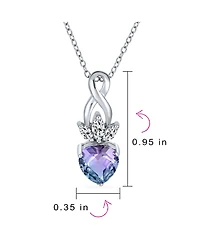 Bling Jewelry Mystic Rainbow Heart Shaped Cubic Zirconia Crown Infinity Pendant Necklace