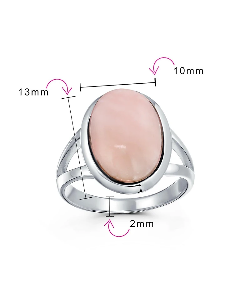 Bling Jewelry Oval Cabochon Bezel Natural Stone Split Shank Boho Statement Ring Sterling Silver