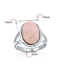 Bling Jewelry Oval Cabochon Bezel Natural Stone Split Shank Boho Statement Ring Sterling Silver