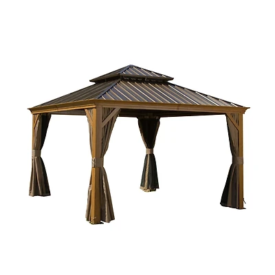 Streamdale 12x12 Hardtop Gazebo with Curtains and Netting