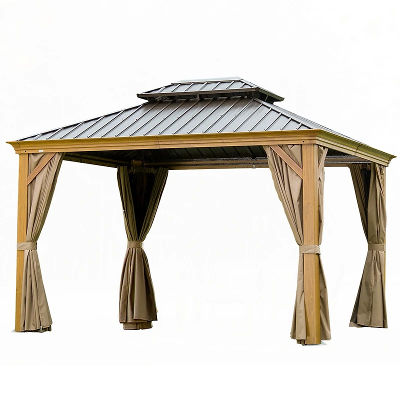Streamdale Outdoor Hardtop Gazebo with Curtains & Netting