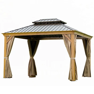 Streamdale Outdoor Hardtop Gazebo with Curtains & Netting
