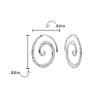 Bling Jewelry Boho Geometric Hoop Huggie Earrings 14K Gold Plated Sterling Silver Spiral Design