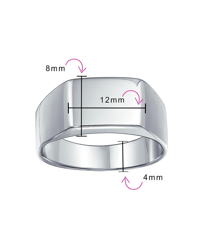 Bling Jewelry Simple Monogram Rectangle Shape Signet Band Ring .925 Sterling Silver